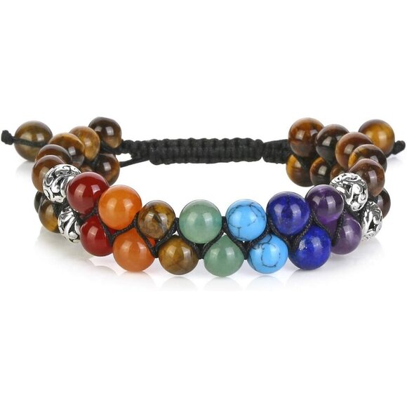 Yellow Tiger Eye Crystals Yoga Stone Bead Chakra Relax Bracelet for Womens Mens - Picture 1 of 7